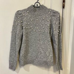 Ann Taylor Pearlized Puff Sleeve Sweater